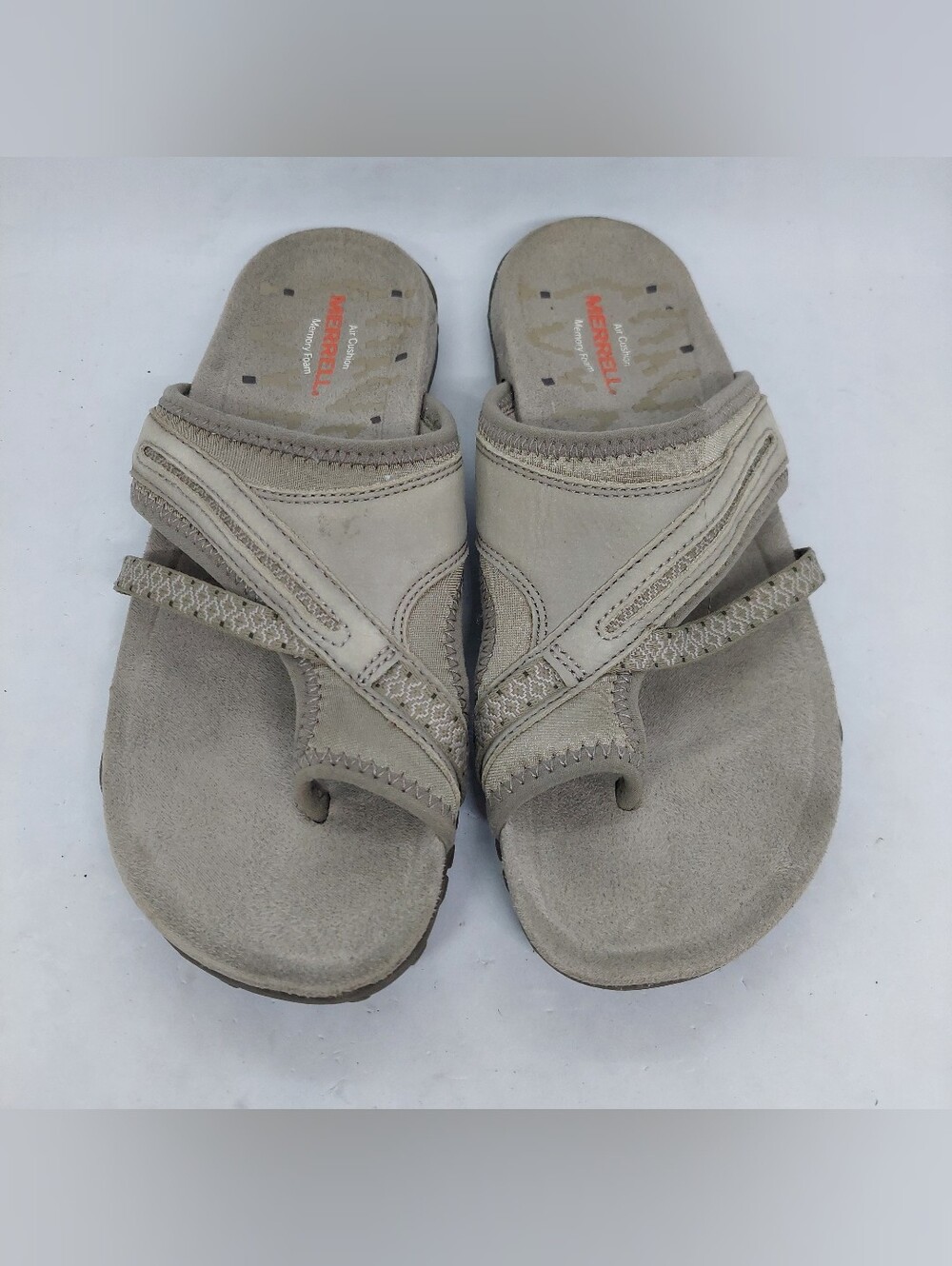 Merrell Terran Post Taupe Sandals Outdoor Slip On Casual Slide Womens Size 7